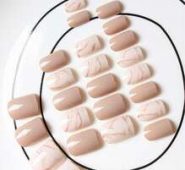 Marble Pattern Fake Nails 24pcs With Tape