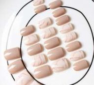 Marble Pattern Fake Nails 24pcs With Tape