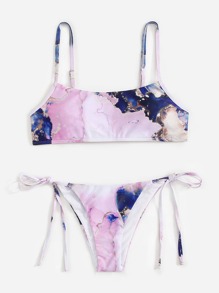 Marble Print Bikini Swimsuit