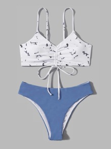 Marble Print Bikini Swimsuit