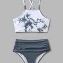 Marble Print Bikini Swimsuit