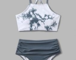 Marble Print Bikini Swimsuit