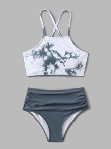 Marble Print Bikini Swimsuit