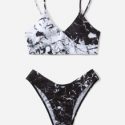 Marble Print Bikini Swimsuit