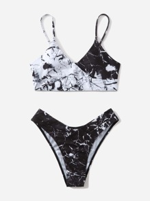 Marble Print Bikini Swimsuit