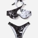 Marble Print Bikini Swimsuit