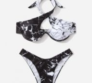 Marble Print Bikini Swimsuit
