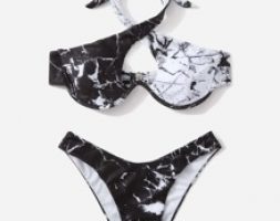 Marble Print Bikini Swimsuit