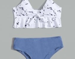 Marble Print Bikini Swimsuit