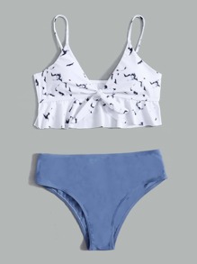 Marble Print Bikini Swimsuit