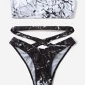 Marble Print Bikini Swimsuit