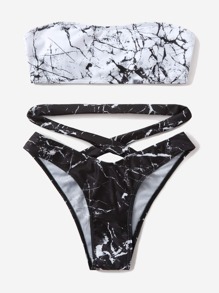 Marble Print Bikini Swimsuit