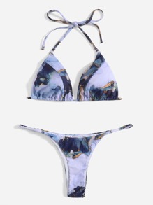 Marble Print Bikini Swimsuit