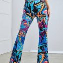 Marble Print Flare Leg Pants