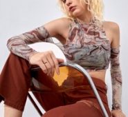 Marble Print Mesh Crop Top