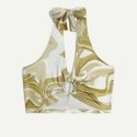 Marble Print Ring Decor Halter Top