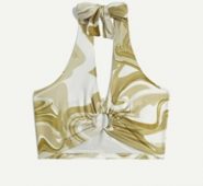 Marble Print Ring Decor Halter Top