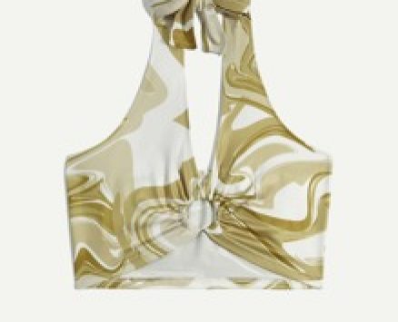 Marble Print Ring Decor Halter Top