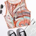 Marble Print Stitch Front Tank Top