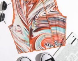 Marble Print Stitch Front Tank Top