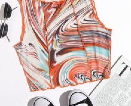 Marble Print Stitch Front Tank Top