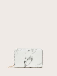 Marble Print Zipper Around Wallet