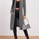 Marled Knit Open-Front Longline Cardigan