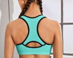 Medium Support Contrast Binding Racer Back Sports Bra