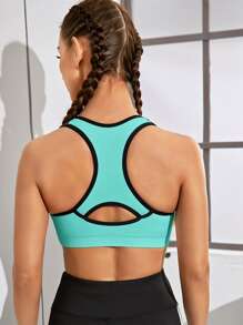 Medium Support Contrast Binding Racer Back Sports Bra