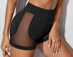Mesh Panel High Waist Sports Shorts