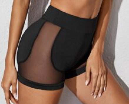 Mesh Panel High Waist Sports Shorts