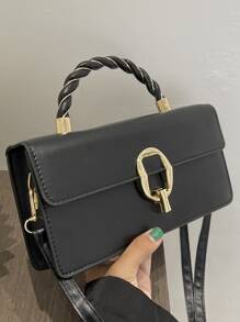 Metal Buckle Flap Satchel Bag