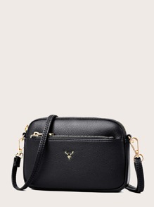 Metal Deer Head Detail Crossbody Bag