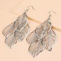 Metal Leaf Design Drop Earrings