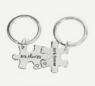 Metal Puzzle Pendant Keychain Set 2pack