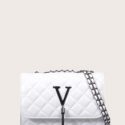 Metal Tassel Charm Quilted Shoulder Bag