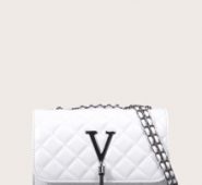 Metal Tassel Charm Quilted Shoulder Bag