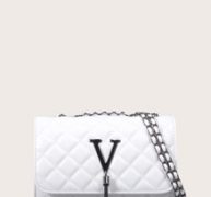 Metal Tassel Charm Quilted Shoulder Bag