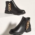 Metallic Chain Decor Boots