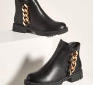 Metallic Chain Decor Boots
