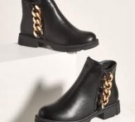 Metallic Chain Decor Boots