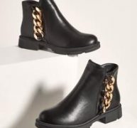 Metallic Chain Decor Boots