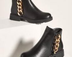 Metallic Chain Decor Boots