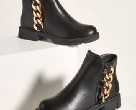 Metallic Chain Decor Boots