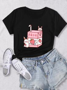 Milk & Strawberry Print Tee