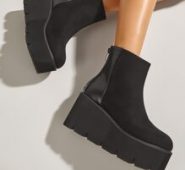 Minimalist Back Zipper Wedge Boots