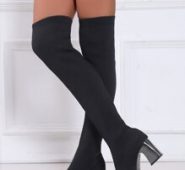 Minimalist Chunky Heeled Over Knee Sock Boots