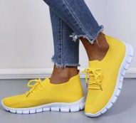 Minimalist Lace Up Decor Knit Sneakers