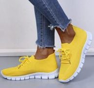 Minimalist Lace Up Decor Knit Sneakers
