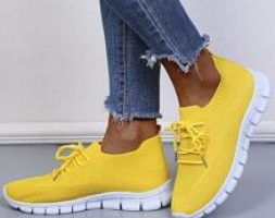 Minimalist Lace Up Decor Knit Sneakers
